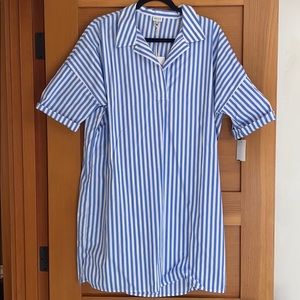 White and blue stripped day dress